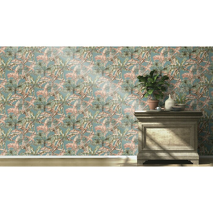 Rasch Florentine Iii Vliestapete Palmen Blaugrau Floral X