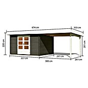 Karibu Gartenhaus Bastrup 7 Außenmaß inkl Dachüberstand B x T 674