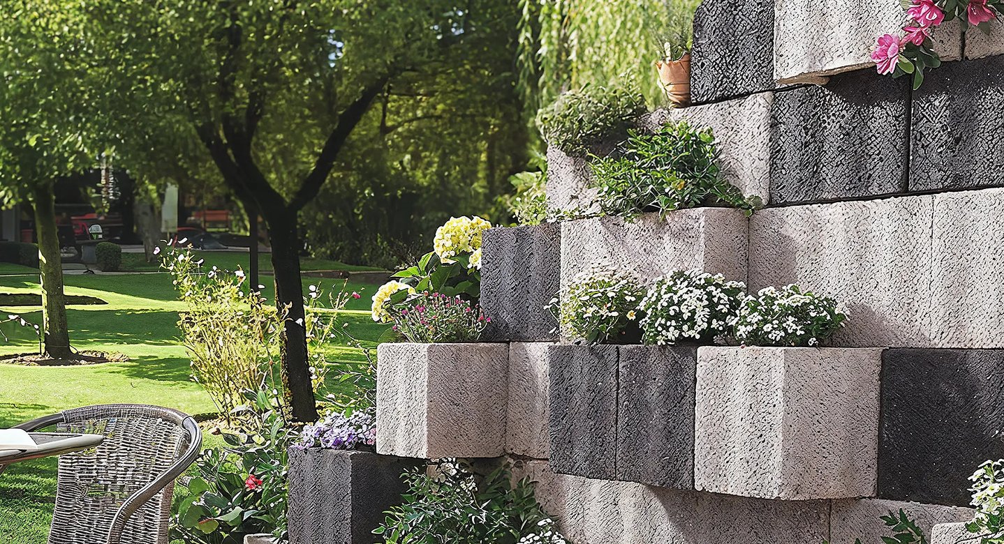Mauer aus Pflanzsteinen bauen & bepflanzen