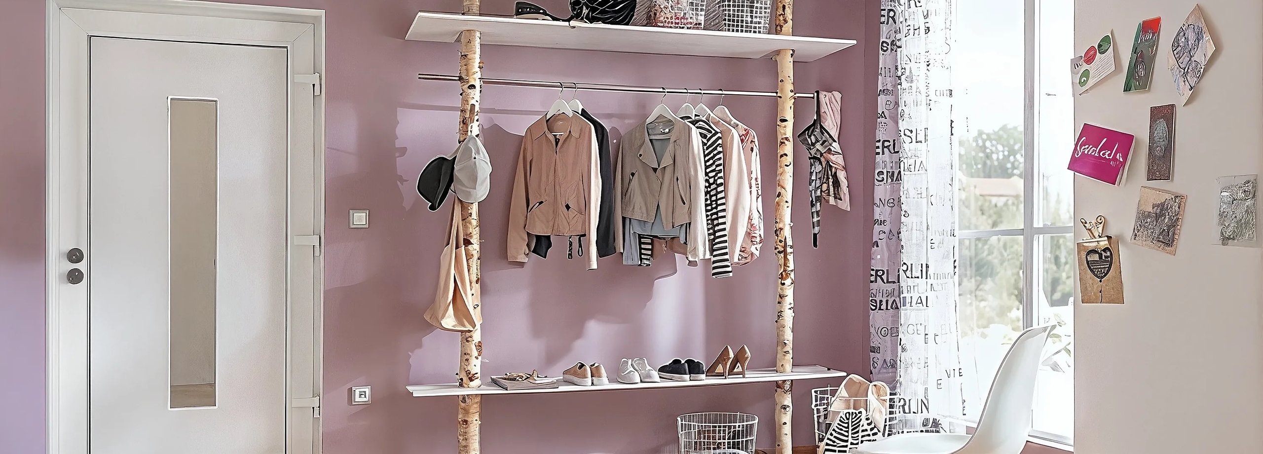 Garderobe aus Birkenstämmen bauen
