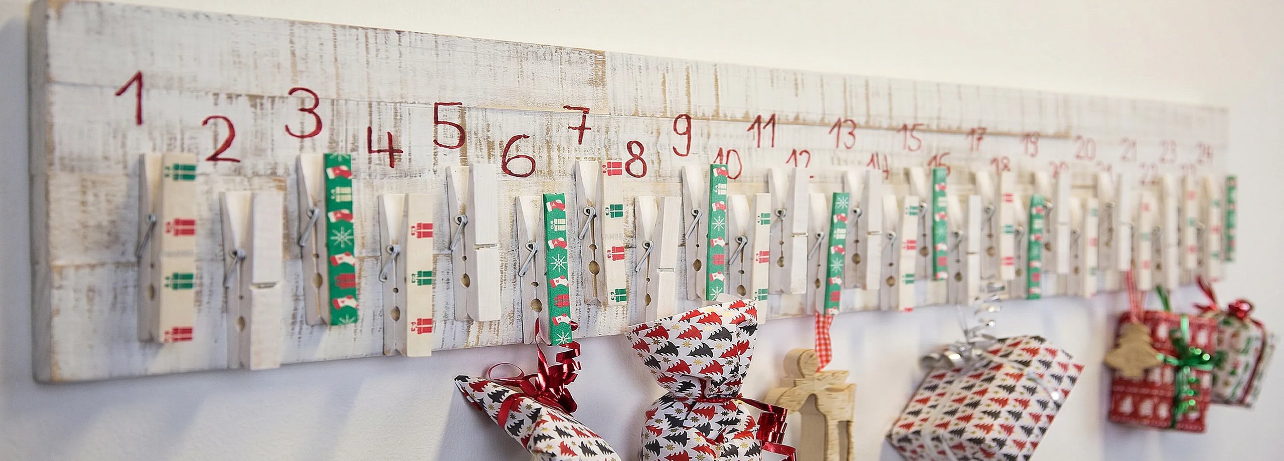 Adventkalender mit Wäscheklammern zum selber bestücken