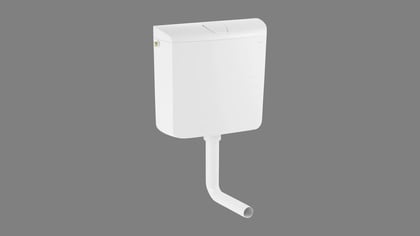 Weißer Spülkasten für eine Toilette, modernes Design. Ideal für jedes Badezimmer, einfache Installation und stilvolles Aussehen.