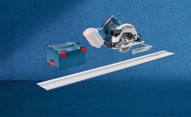 Bosch Professional Akku-Handkreissäge GKS 18V-57 G L-Boxx bei bauhaus kaufen und Führungsschiene erhalten