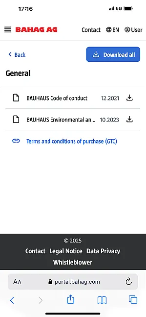 Overview of documents library page in bahag portal.