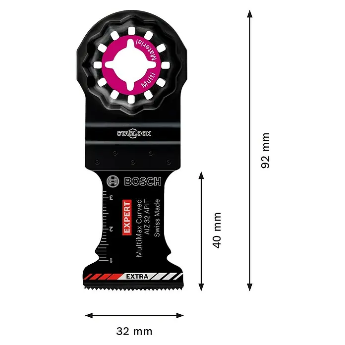 Bosch Expert Tauchsägeblatt MultiMax Precision - 40 x 32 mm - Oszilliersägeblatt Bosch EXPERT MultiMax Curved AIZ 32 APIT für präzise Schnitte in verschiedenen Materialien.