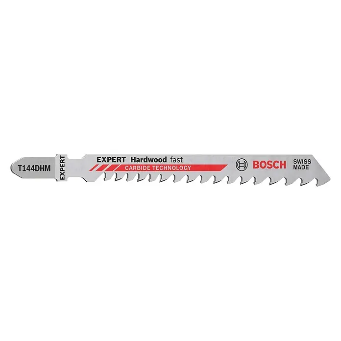 Bosch Stichsägeblatt T144DHM - Abrasive Holzwerkstoffe, T-Schaft - Ein Bosch EXPERT T144DHM Stichsägeblatt für schnelles und präzises Schneiden von Hartholz dank Carbide Technology. Swiss Made Qualität.