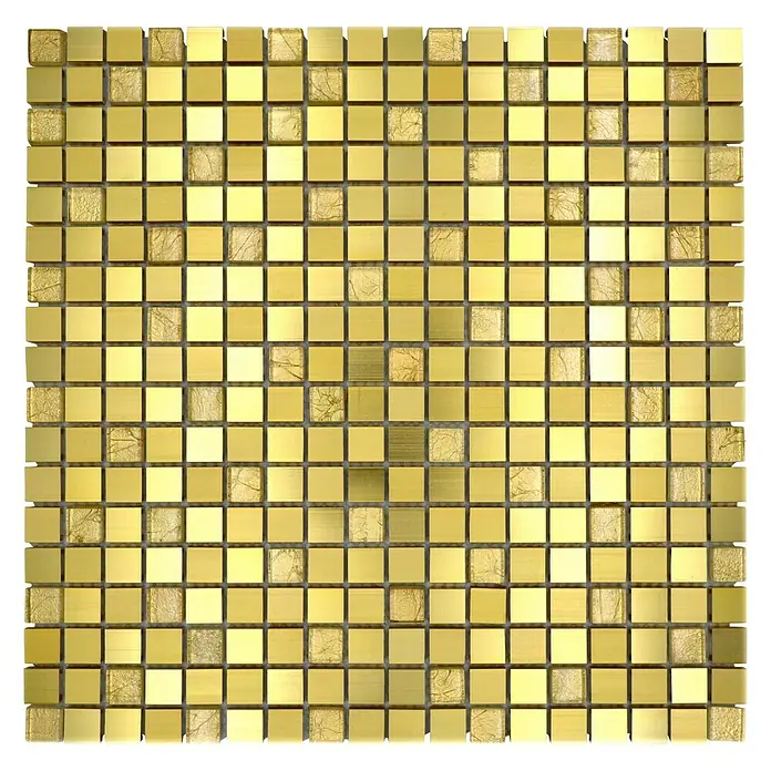Mosaikfliese Quadrat ALF A307 - 30 x 30 cm, Gold, Matt - Goldfarbene Mosaikfliese mit quadratischen Elementen für elegante Wand- und Bodengestaltungen. Hochwertige Optik für luxuriöse Akzente.