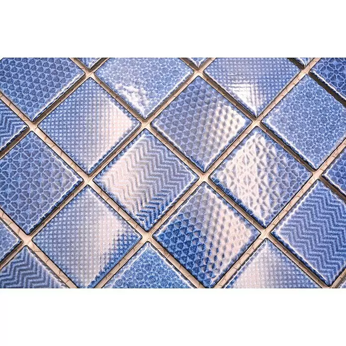 Mosaikfliese Quadrat Celadon Heritage CH C2 - 29,8 x 29,8 cm, Blau, Glänzend - Detailaufnahme