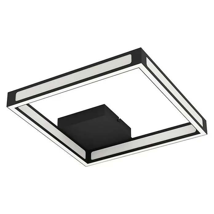 Eglo LED-Deckenleuchte ALTAFLOR11,2 W, L x B x H: 31,5 x 31,5 x 70 cm, Schwarz, Warmweiß - Moderne Deckenleuchte mit quadratischem Design, schwarzem Rahmen und integrierten LED-Streifen für eine stilvolle Beleuchtung.