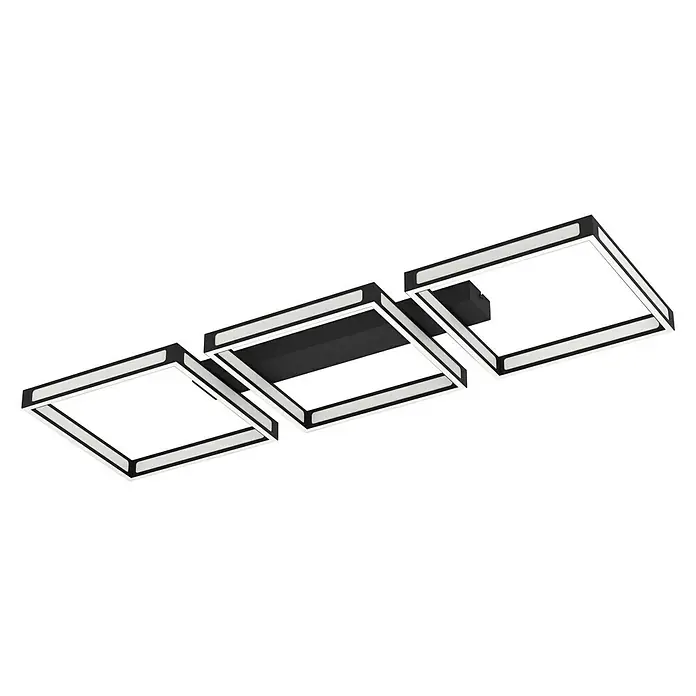 Eglo LED-Deckenleuchte ALTAFLOR - 33,6 W, L x B x H: 100 x 31,5 x 70 cm, Schwarz, Warmweiß - Elegante LED-Deckenleuchte mit drei quadratischen Rahmen, die modernes Design und helle Beleuchtung vereint. Ideal für stilvolle Wohnräume.
