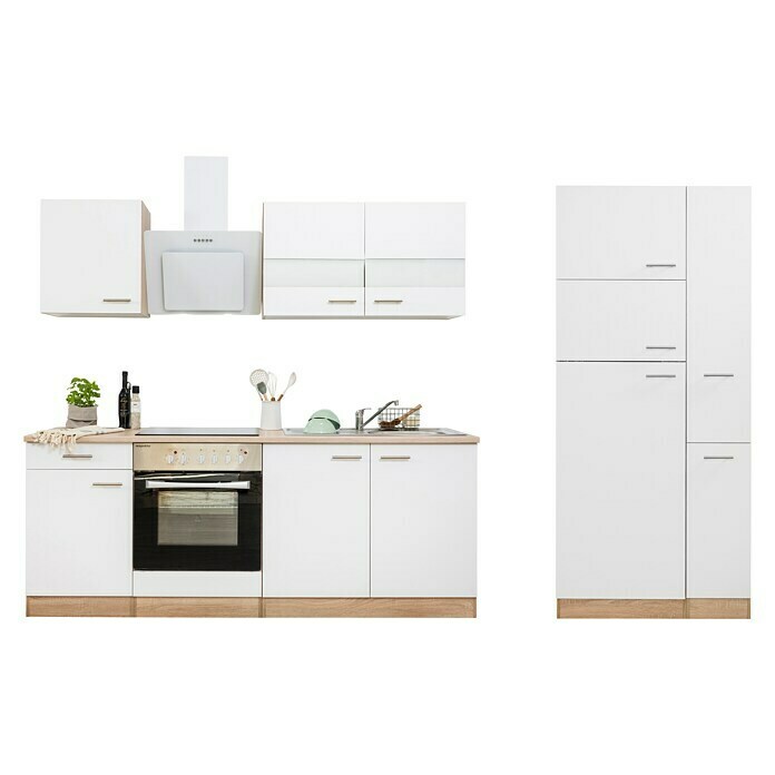 Respekta Composición de cocina (Ancho: 300 cm, Con dispositivos eléctricos, Blanco)