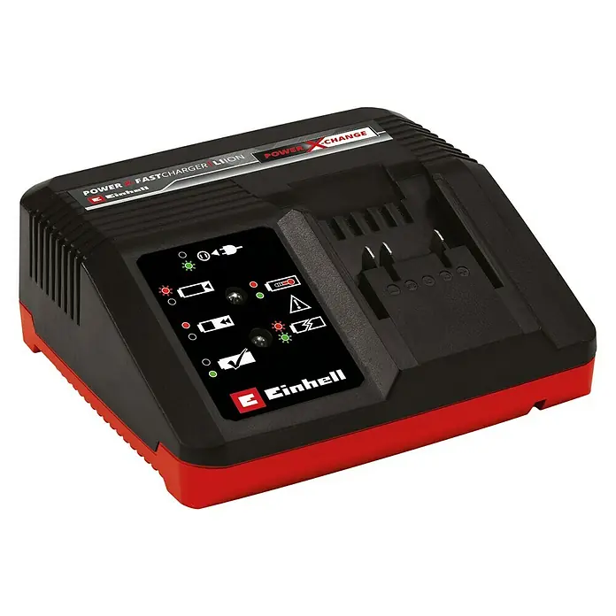 Einhell Power X-Change 18V Schnellladegerät Power X-Fastcharger - Passend für: Einhell Power X-Change Akkus 18 V - Einhell Power X-Change Schnellladegerät. Zum schnellen Aufladen von Einhell Power X-Change Akkus, mit LED-Anzeige und optimiertem Lademanagement.