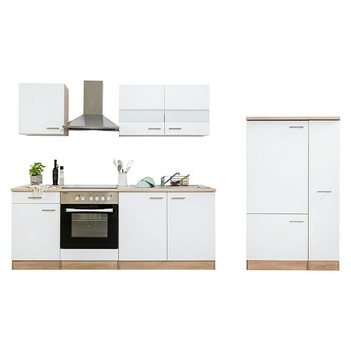 Respekta Küchenzeile KB300ESWC (Breite: 300 cm, Mit Elektrogeräten, Weiß)