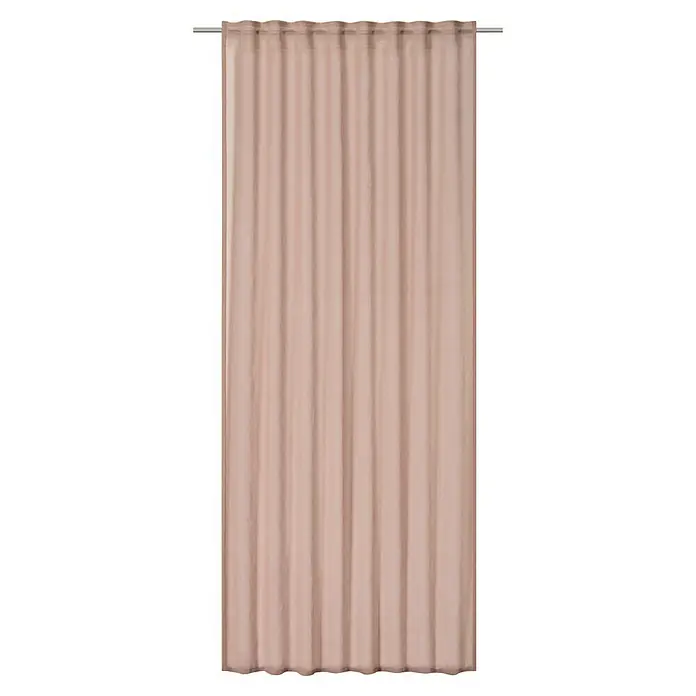 Elbersdrucke Schlaufenschal Air - Rosa, B x H: 140 x 255 cm, 100% Polyester - Ein zarter, rosa Vorhang hängt an einer silbernen Gardinenstange und sorgt für eine sanfte Lichtfilterung im Raum. Die schlichte Eleganz des Vorhangs ist zeitlos.