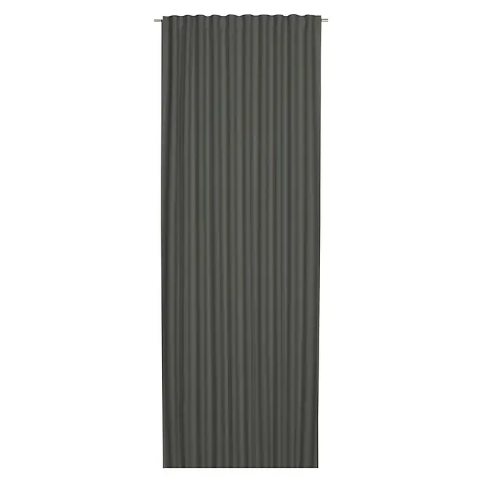 Elbersdrucke Verdunkelungsvorhang Midnight - 140 x 300 cm, 100 % Polyester, Grau - Ein Vorhang in einem dunklen Grauton mit subtilen Falten, ideal zur Verdunkelung und als dekoratives Element. Passt gut zu modernen Einrichtungen.