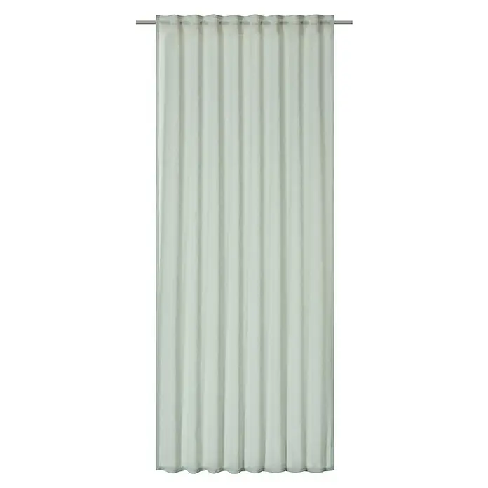 Elbersdrucke Schlaufenschal Air - Mint, B x H: 140 x 255 cm, 100% Polyester - Nahaufnahme eines weißen Vorhangs mit feiner Textur, der für Privatsphäre und sanftes Licht sorgt.