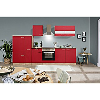 Respekta Küchenzeile KB300ESRC (Breite: 300 cm, Rot, Mit Elektrogeräten)