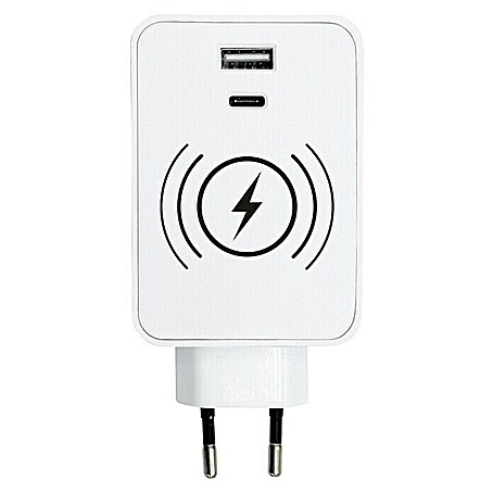 Voltomat USB-Adapter Typ A & C Wireless charging (3-fach, Weiß)