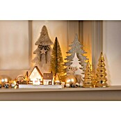 LED-Weihnachtsleuchte Holzsilhouette Baum mit Rentier (Gold, 25,5 x 5 x 35 cm)