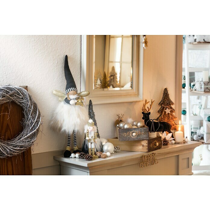 Christbaumschmuck Hirsch mit Fell (Braun, Kunststoff, Rund)