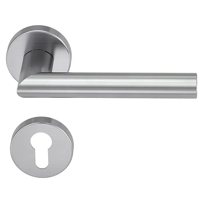 Diamond Doors Modern Drückergarnitur Detroit - Stärke Tür: 40 mm - 45 mm, Edelstahl, L-Form, Profilzylinder - Eleganter Türgriff aus Edelstahl mit Rosetten und Schlüsselrosette. Das moderne Design verleiht jeder Tür einen Hauch von Stil.