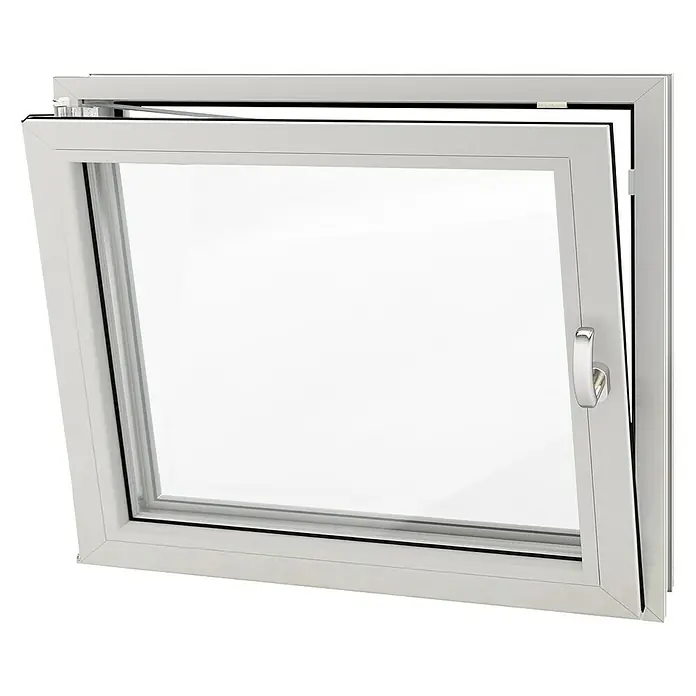 Solid Elements Ventana para sótano - An x Al: 100 x 60 cm, Apertura según normativa: Izquierda, Blanco - Ventana batiente blanca con hoja abierta y manija. Diseño de ventana de calidad para la vivienda moderna.