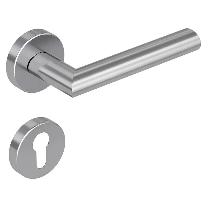 Diamond Doors Modern Drückergarnitur Detroit - Stärke Tür: 40 mm - 45 mm, Edelstahl, L-Form, Profilzylinder - Eine hochwertige Türgarnitur in Edelstahloptik mit einem schlichten, modernen Design für stilvolle Innentüren.