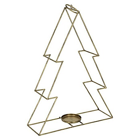 Teelichthalter Weihnachtsbaum (Höhe: 34 cm, Gold, Metall)