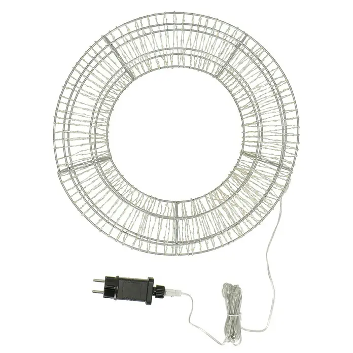 Tween Light Corona de navidad LED Circular - Diámetro: 40 cm, Blanco cálido - Decoración festiva: Una corona LED redonda blanca con adaptador y cable, ideal para iluminación navideña interior.