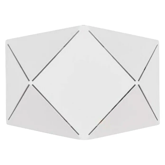 Reality Leuchten LED-Wandleuchte Zandor - 6 W, 18 x 13 cm, Weiß, Warmweiß - Nahaufnahme einer modernen, weißen Deckenleuchte mit geometrischem Muster, ideal für stilvolle Innenräume.