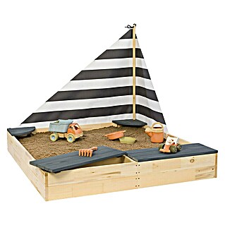 Sun Cajón de arena Little Captain (135 x 125 x 110 cm, Madera, Natural/ Gris)