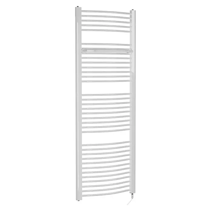 Admiral Elektro-Badheizkörper Mannheim - B x H: 600 x 1.870 mm - Heizkörper für Handtücher, gebogen, in Weiß. Praktisches Accessoire für Badezimmer zum Aufhängen und Wärmen von Textilien, elegant und funktional.