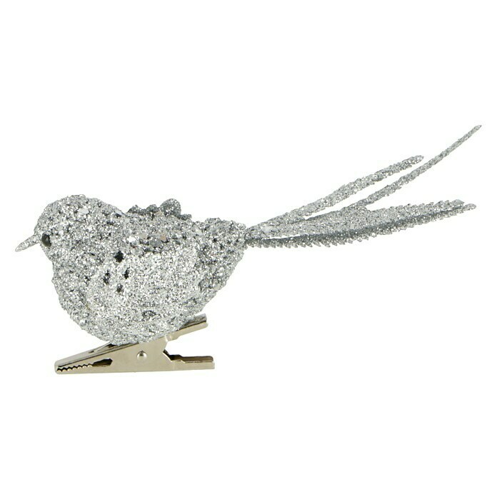 Christbaumschmuck Clipvogel (Silber, Kunststoff, 1 Stk., 12 x 4 x 10 cm) | BAUHAUS