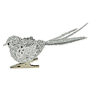 Christbaumschmuck Clipvogel (Silber, Kunststoff, 1 Stk., 12 x 4 x 10 cm)