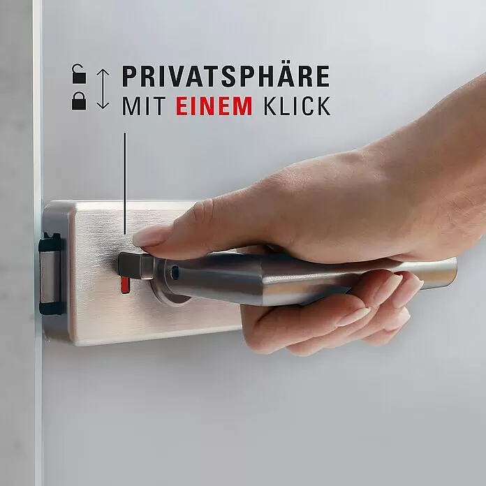 Diamond Doors Glastürbeschlag Style Premium WC - Edelstahloptik, Bandbohrung/Bänder: Office 3-teilig, WC-Schloss - Anwendungsbeispiel