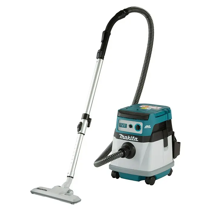 Makita LXT 18V Akku-Nass-Trockensauger DVC155LZX2 - 36 V, Ohne Akku, Behältervolumen: 15 l - Hier ist ein Makita Akku-Staubsauger mit Zubehör, der sich ideal für Reinigungsarbeiten auf der Baustelle oder im Haus eignet.