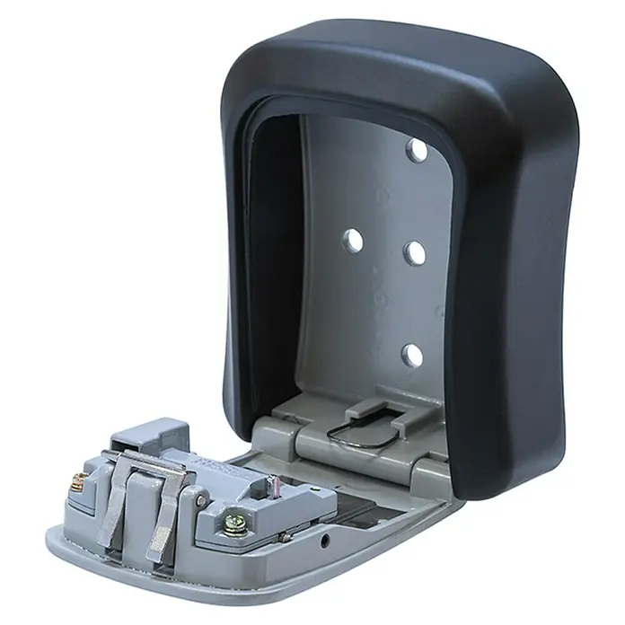 Stabilit Schlüsselbox CBO 704 - L x B x H: 8,8 x 3,9 x 12 cm, Schwarz/Silber - Ein grauer und schwarzer Schlüsselsafe zur sicheren Aufbewahrung von Schlüsseln im Außenbereich.