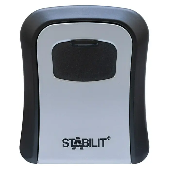 Stabilit Schlüsselbox CBO 704 - L x B x H: 8,8 x 3,9 x 12 cm, Schwarz/Silber - Bild eines Schlüsselsafes der Marke Stabilit, ideal für die sichere Aufbewahrung von Schlüsseln im Außenbereich. Robust und wetterfest.
