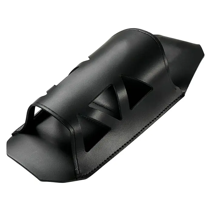 Weldy Holster - Geeignet für: Heißluftgeräte - Schwarzer Armschutz aus Leder mit dreieckigen Aussparungen, ideal für Bogenschützen oder LARP-Enthusiasten. Schützt den Unterarm stilvoll.