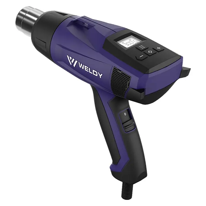 Weldy Heißluftgebläse HG 530-A - 2.300 W, Temperaturbereich: 80 °C - 650 °C - Das Weldy Heißluftgebläse mit LCD-Anzeige ermöglicht präzises Einstellen der Temperatur für vielseitige Anwendungen wie Folienverschweißen.