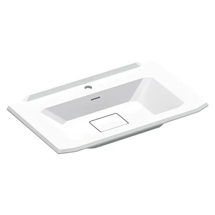 Creabath Lavabo empotrado MX8 - 48,5 x 81 x 16,6 cm, Orificios para grifo: Medio, Blanco, Brillante - Elegante lavabo rectangular blanco. Diseño moderno para el baño, con líneas limpias y estética minimalista.