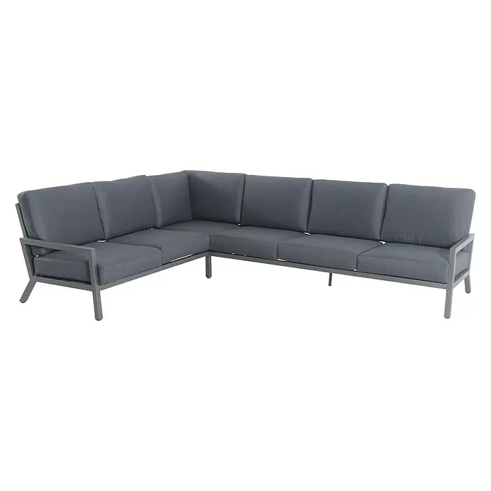 Sunfun Maja Sofá de conjunto - Aluminio, Antracita - Sofá de esquina gris con estructura metálica, perfecto para áreas exteriores elegantes y relajación cómoda.