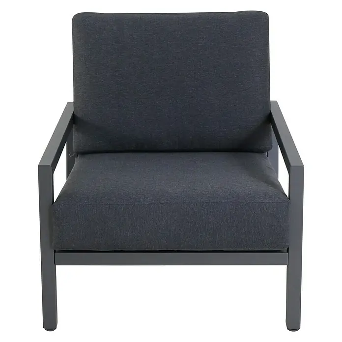 Sunfun Maja Conjunto de muebles - 4 pzs., Poliéster/Aluminio, Antracita - Imagen de un sillón lounge gris con cojines cómodos. Ideal para relajarse al aire libre o en la sala de estar.