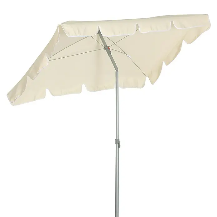 Sunfun Techo de repuesto Messina - Específico para: Parasol de balcón Messina de Sunfun - La sombrilla de jardín color crema presenta un borde festoneado y un marco plateado, ofreciendo protección solar elegante.