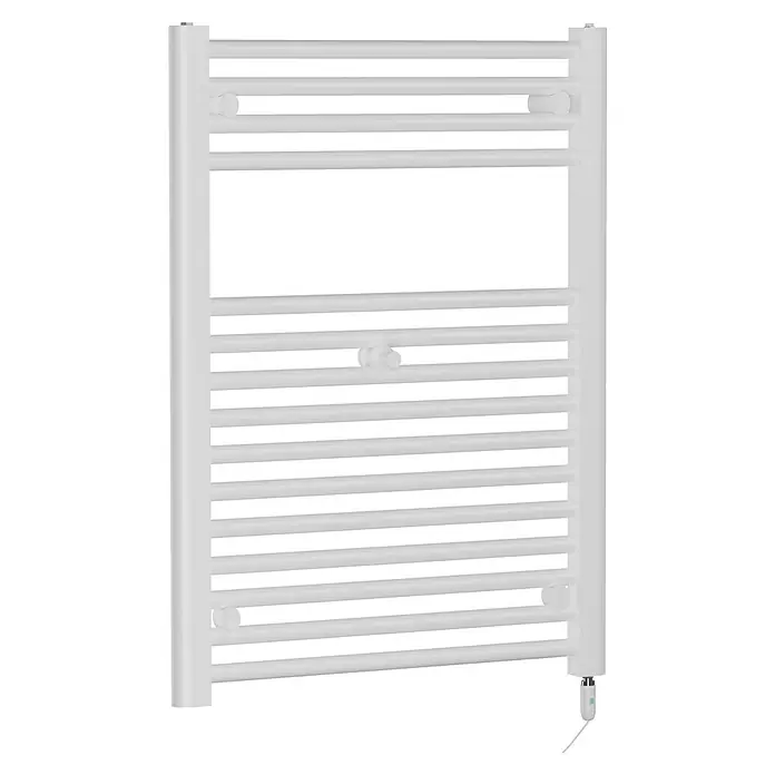 Admiral Elektro-Badheizkörper Berlin - B x H: 500 x 730 mm - Ein weißer Handtuchwärmer mit horizontalen Stangen, ideal für Badezimmer und zum Trocknen von Handtüchern, sorgt für Wärme und Komfort.