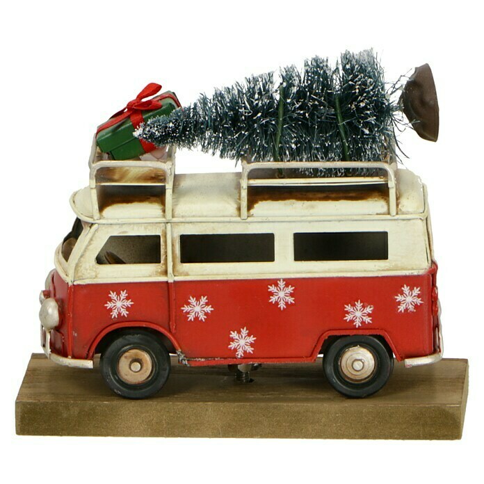 Dekofigur Weihnachtsbus (L x B x H: 12 x 5 x 10 cm, Rot, Metall) | BAUHAUS