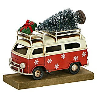 Dekofigur Weihnachtsbus (L x B x H: 12 x 5 x 10 cm, Rot, Metall)