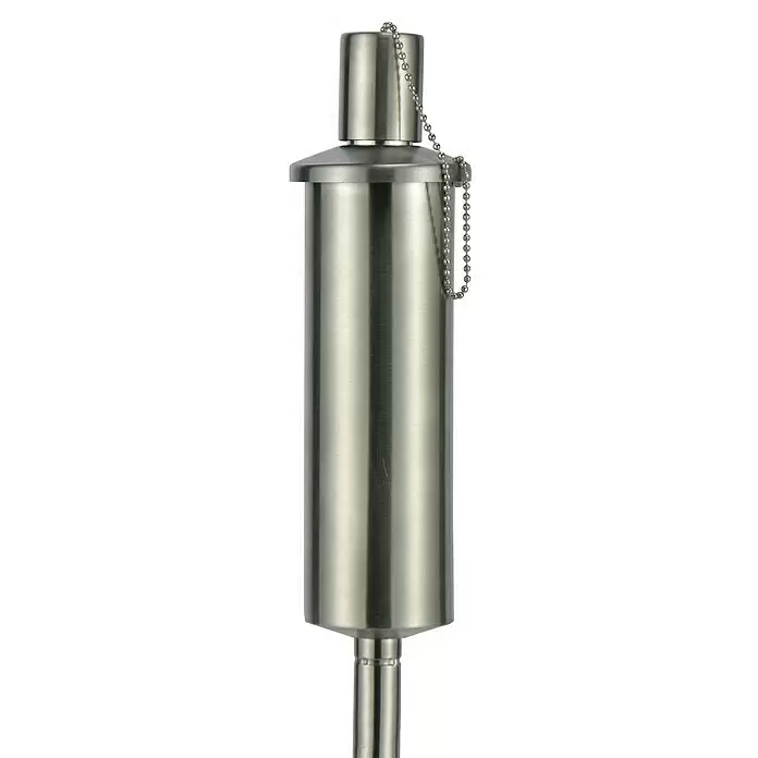 Gartenfackel - Ø x H: 5 x 115 cm, Edelstahl - Gebürsteter Edelstahl-Fackelkörper mit einer Kappe, die mit einer Kette gesichert ist.