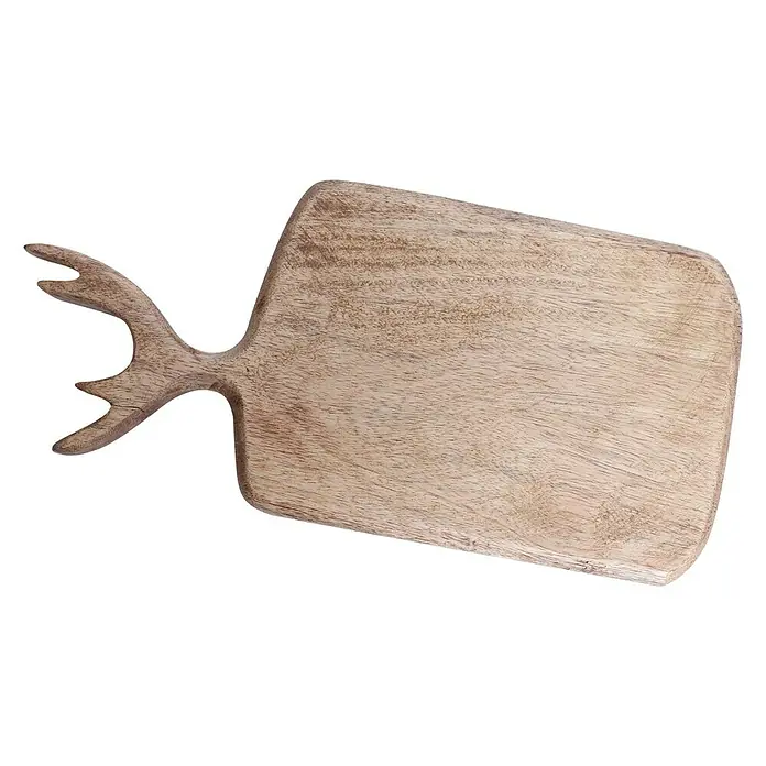 Massivholzbrett Antlers - 35 x 17 cm, Holz - Holzschneidebrett in Hirschgeweihform, ideal für Küche und Esstisch. Robust und stilvoll für stilvolles Servieren von Speisen.