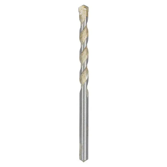 Bosch Zentrierbohrer - Durchmesser: 8 mm, Länge: 120 mm - Nahaufnahme eines Spiralbohrers mit grauer Schneide und weißem, spiralförmigem Einsatz für präzise Bohrarbeiten.